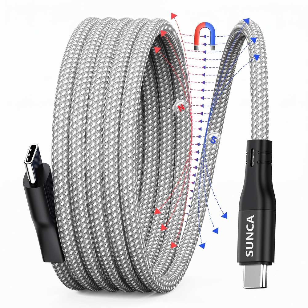 Magnetic/Spiral USB-C to USB-C Cable