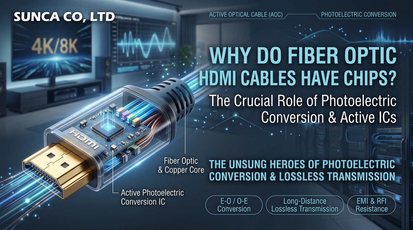 Why Are There “Chips” Inside Active Optical HDMI Cables? The Unsung Heroes of Photoelectric Conversion & Lossless Long-Distance Transmission