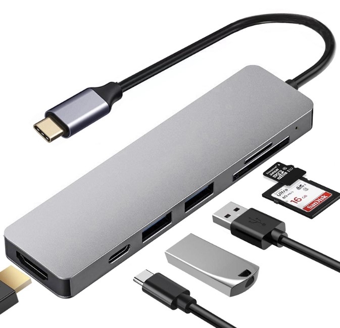 USB Hub – USB Type C to HDMI + USB 3.0 + USB 2.0 + SD + TF + USB PowerDelivery